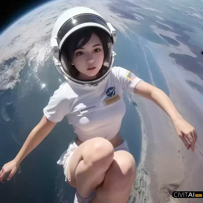 悬浮宇宙的白衣女子和远方神秘行星插图