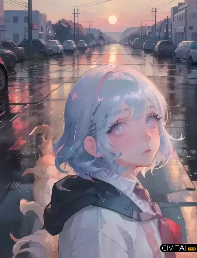 雨后黎明少女大眼微笑面部特写插图